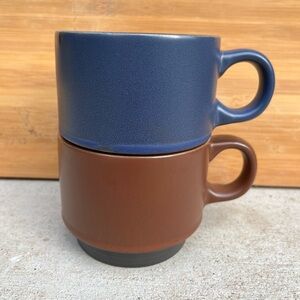 Blue and Brown Ceramic Mug Set